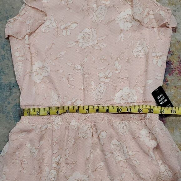 Express Dress in Baby Pink Floral with Mock Neck and Ruffles Size XS - Picture 10 of 13